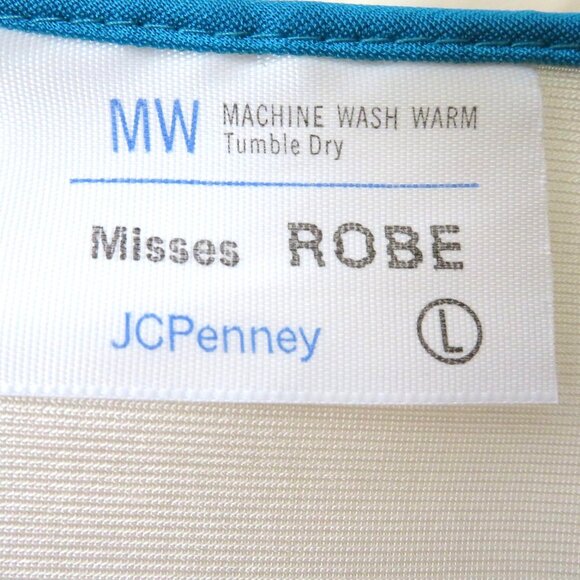 Vintage 70s Peignoir Set Full Length Nylon Nightgown Robe L Embroidery Blue Trim - Picture 12 of 16